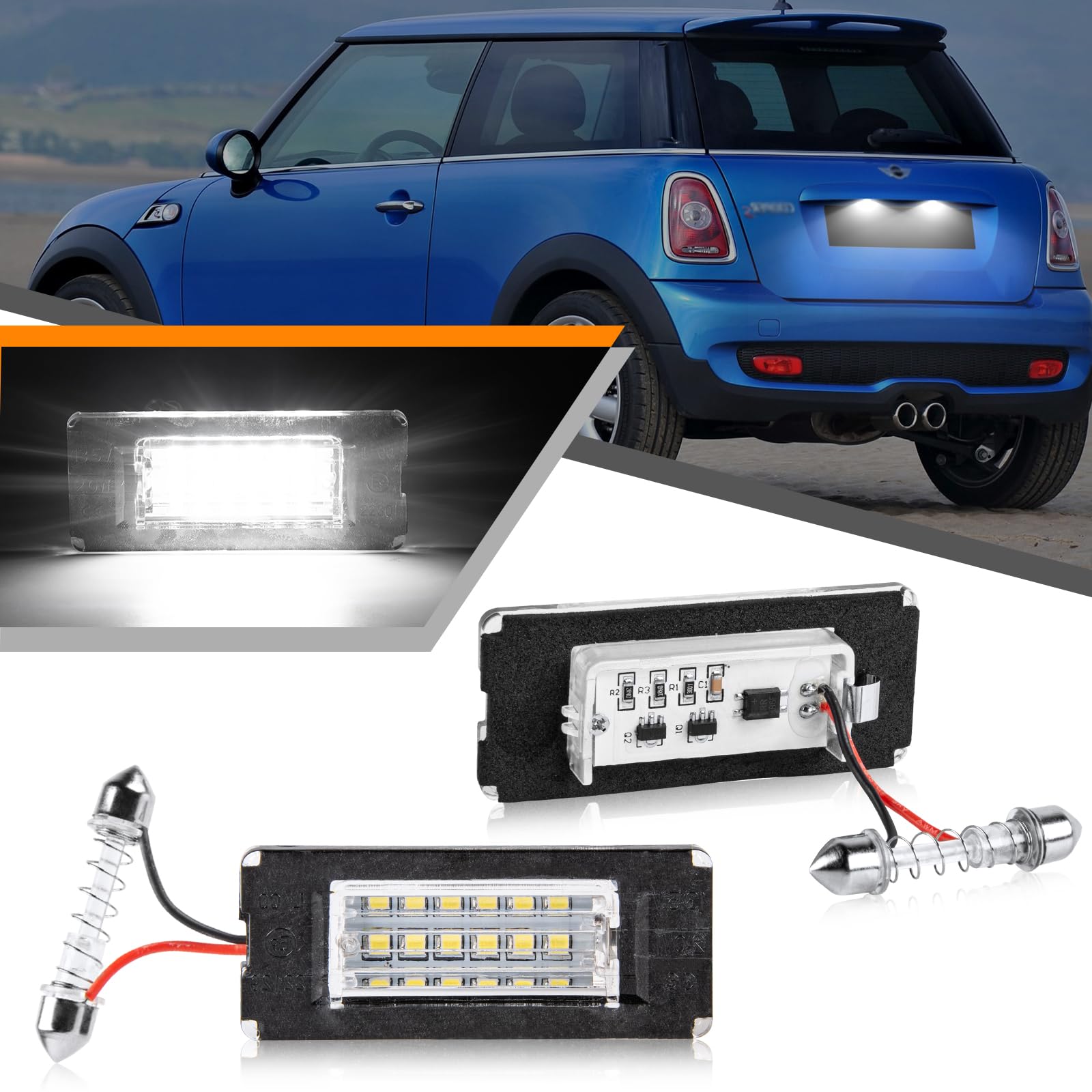 

NEIFILES BMW License Plate Light LED R56 R57 License Lamp with Mini Cooper Cooper S Canceller Built-in BMW MINI Mini BMWmini R56 R57