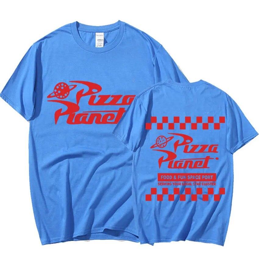 Pizza Planet Print Graphic T Shirt Summer Unisex Fashion Oversized T-shirt Unisex 100% Cotton Short Sleeve T Shirts Tops Streetwear