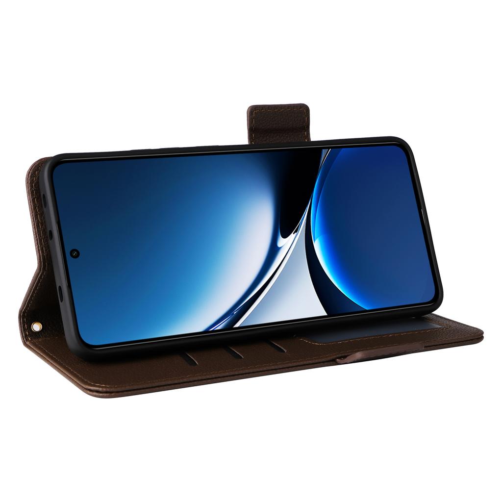 For Xiaomi Poco X7 Pro 5G/Redmi Turbo 4 5G Case with Wrist Strap Litchi Texture PU Leather Wallet Phone Cover