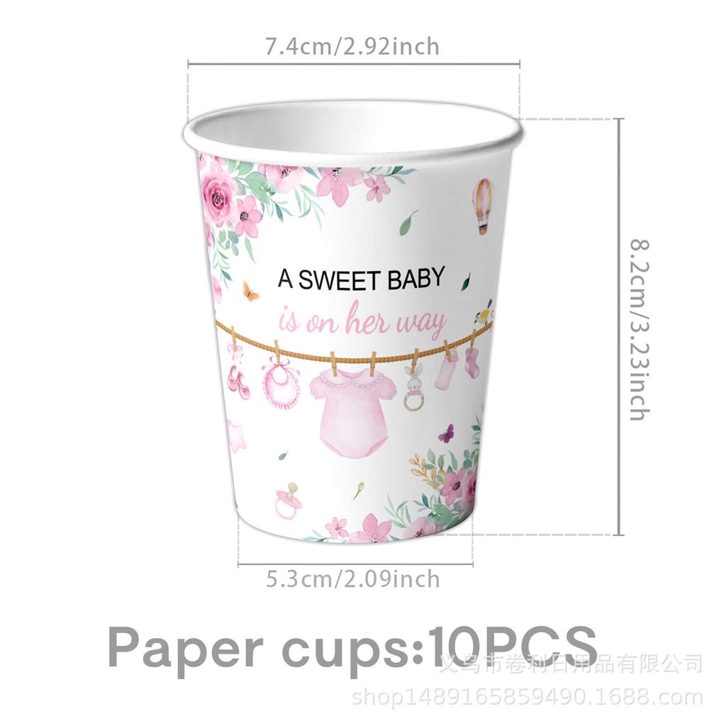 Rosa Taufe Themenparty Zubehör Babyparty Dekoration Party Geschirr Banner Tissue Arrangement Zubehör