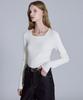BASIC HOUSE Women'S Square Neck Long Sleeve Sweater Ivory Lykt7204