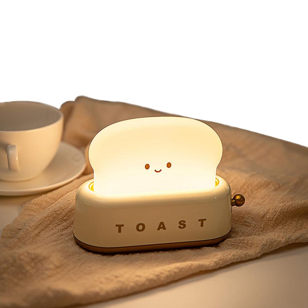 Cute Toast Night Light Dimmable LED Toaster Night Lamp Rechargeable Cordless Nursery Night Light For Kids Cute Bedroom Bedside