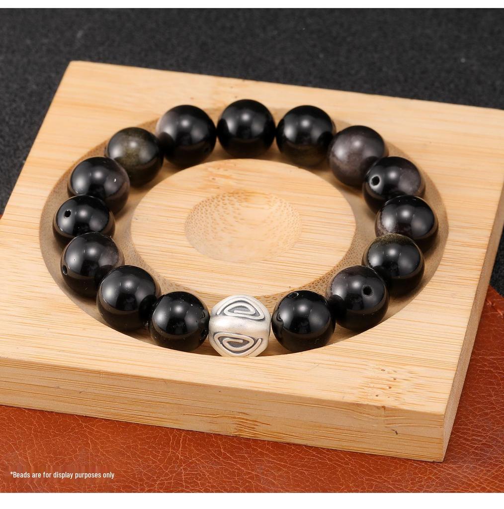 Retro Sterling Silver S999 Eye Pattern Spacer Beads for DIY Red String Bracelet