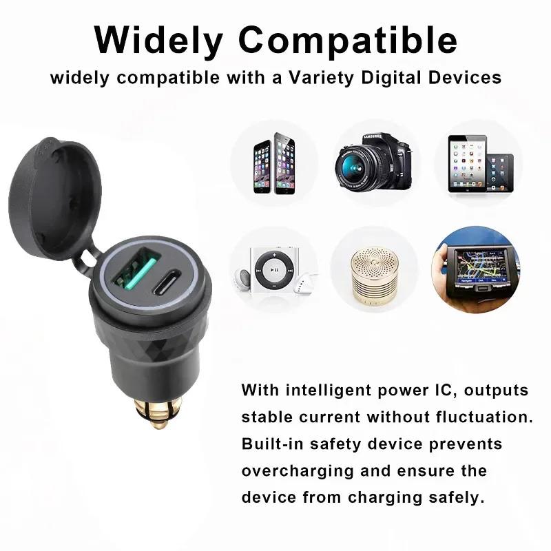 USB C Fast Charging Adapter Motorcycle Hella DIN Plug Socket Power for BMW R1200GS R1250GS F800GS R1250 GS R1200rt Tiger 800 900