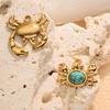 18K Stainless Steel Crab Pendant Necklace with Blue Turquoise for Women - Ocean Series DIY Jewelry Making