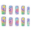24 Pcs Glittering Press On Nail Long False Nail Lovely Stars Stick On Nail Gradient Artificial Nail