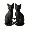 Romantics Couple Cats Statue with Heart Design Black Kitten Collectible Ornament For Home Decors And Valentines Day Gift