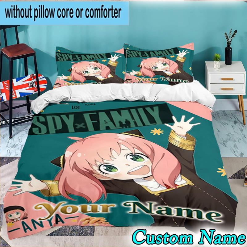Custom Name 3PCS Fantasy Adventure Anya Bedding Set,Including Duvet Cover And 2pcs Pillowcases Perfect for Bedroom,Dormitory,Fan Christmas gift