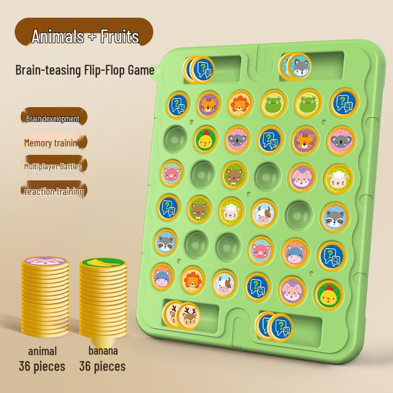 Children's Animal Battle Flip Chess Puzzle - Observation & Concentration Training Toy