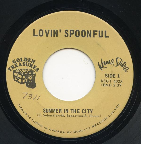 

7inch Record LOVIN SPOONFUL - Summer In The City / Nashville Cats KSGT403X Kama Sutra 1970 Canada Rock Used