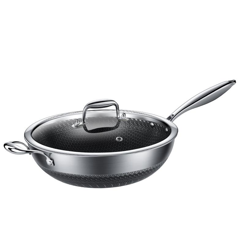 Laiberton 316L Stainless Steel Honeycomb Non-stick Wok with Lid