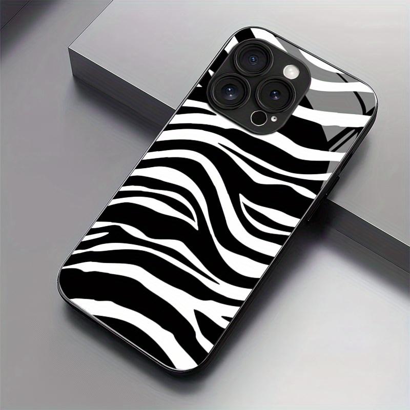 Zebra texture pattern tempered glass phone case suitable for iPhone 17 16 15 14 13 12 11 Pro/Max/Plus anti drop and shockproof