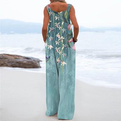 Women's Overalls Casual Loose Sleeveless Adjustable Straps Bib Wide Leg Jumpsuit With Pockets