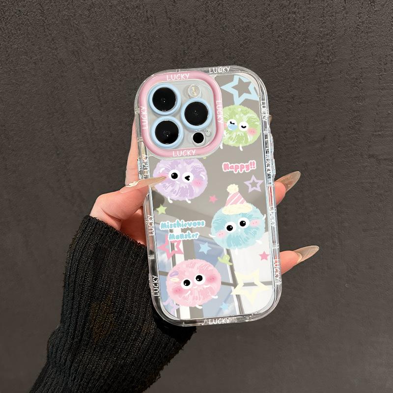 Colored Coal Balls Suitable for Apple 16promax Mobile Phone Case Iphone15plus Mirror 14 13 Anti Fall 17 Women