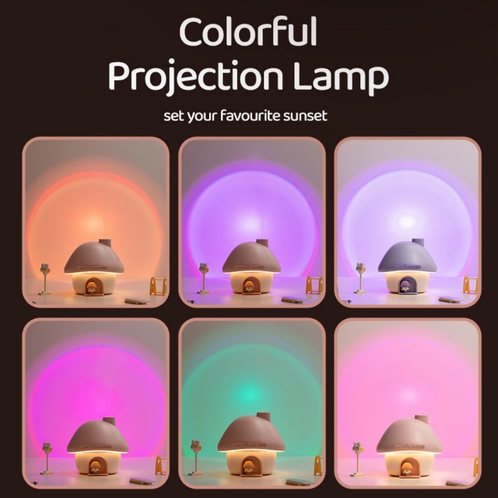 Lovely Mushroon House Air Humidifier Colourful Ambient LED Light Essential Oil Aroma Humidifier 300mL Water Tank Home Humidifier