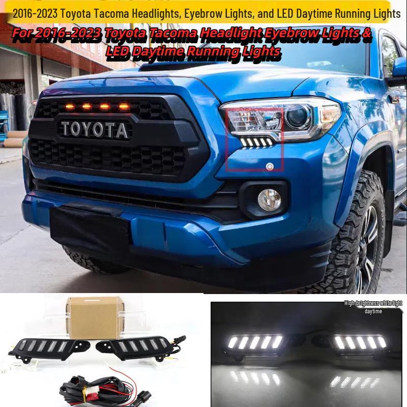 Compatible with 2016-2023 Toyota Tacoma headlights, eyebrow lights, and daytime running light upgrades.