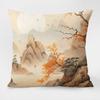 Landscape Painting Retro Pattern Decorative Pillowcase Living Room Bedroom Square Cushion Pillowcase