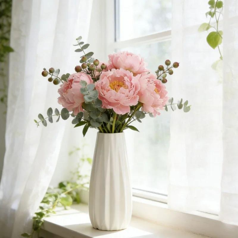 Nordic Plastic Small Vase for Table Flower Vase Tall Large Plastic Vases for Wedding Centerpieces Home Living Room Wedding Decor