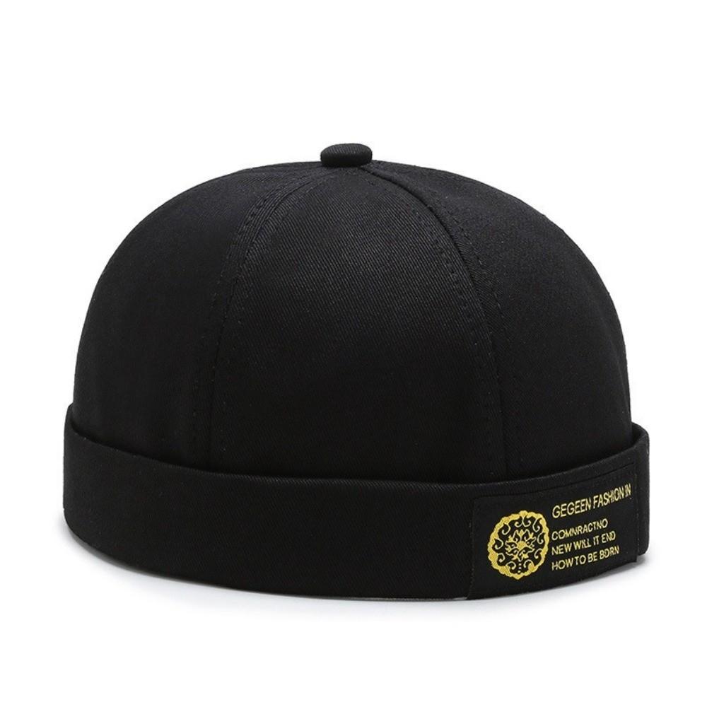 

Solid Color Beanie Hat Casual Skullcap Fashion Brimless Cap Women Men чёрный