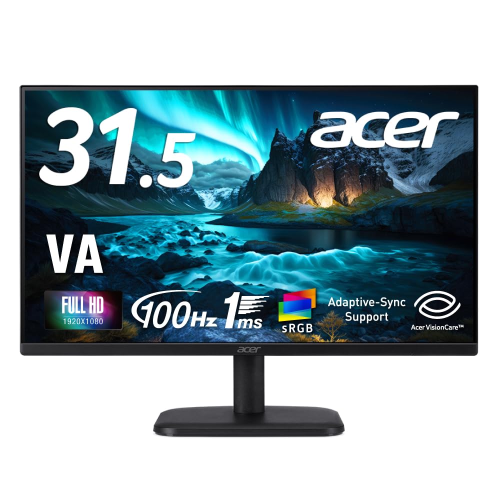 Acer Monitor inch Full HD Wide Viewing Angle VA 100Hz 1ms sRGB AdaptiveSync Blue Light Reduction HDMI DisplayPort Mini 15pin Color Adjustment Acer