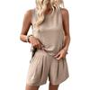 Fashion Style New Arrival Fashion Pure Color Crew Neck Vest Shorts Two-Piece Suit Tank Top and Shorts Set