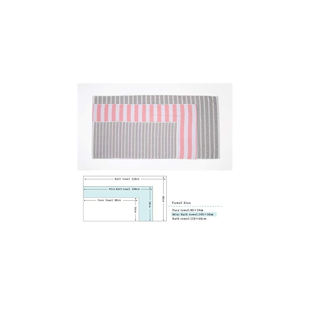 Kosugizen Mini Bath Towel, Bordered Pink, 50 x 100 cm, Small Size Bath Towel, Daily Use, Set of 2,