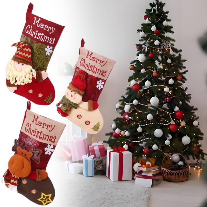 Festlicher Weihnachtsstrumpf Geschenkbeutel mit gestickten Designs für festliche Stimmung