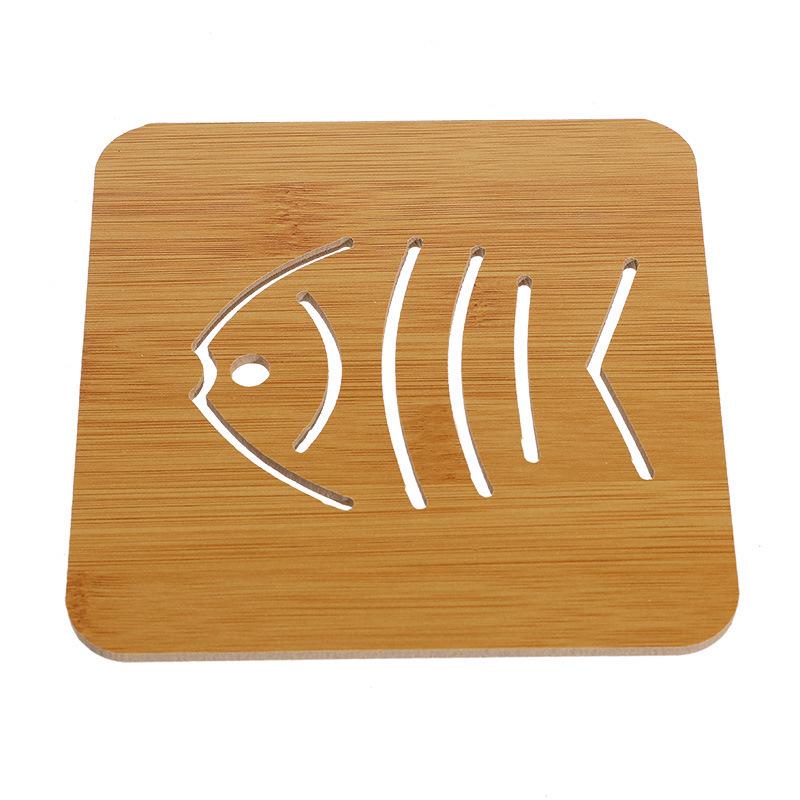 Wooden Cartoon Non-Slip Insulation Mat - Cute Coaster for Pots, Bowls, & Tea