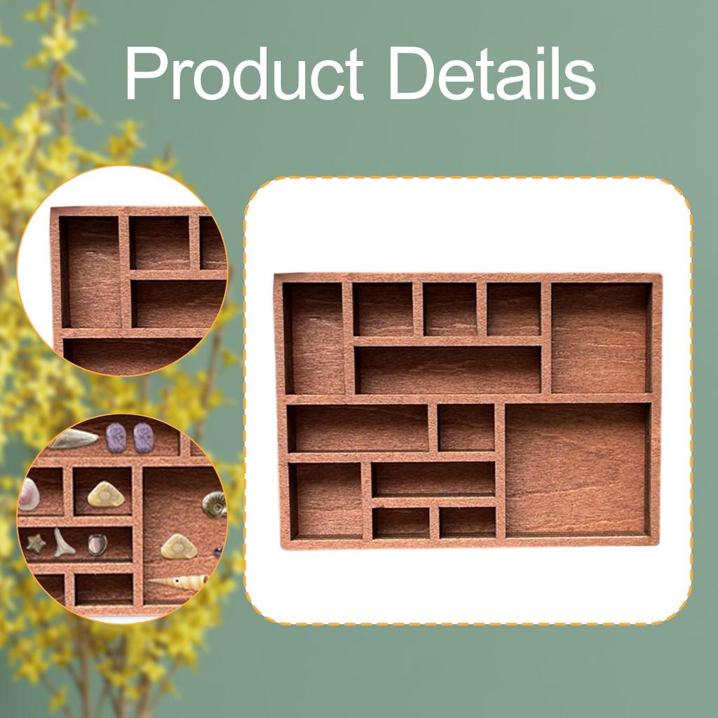 Miniature Trinket Shelf Wood Jewelry Organizer Collectibles Holder Collectible Stone Stand Portable Wooden Mini Jewelry Holder