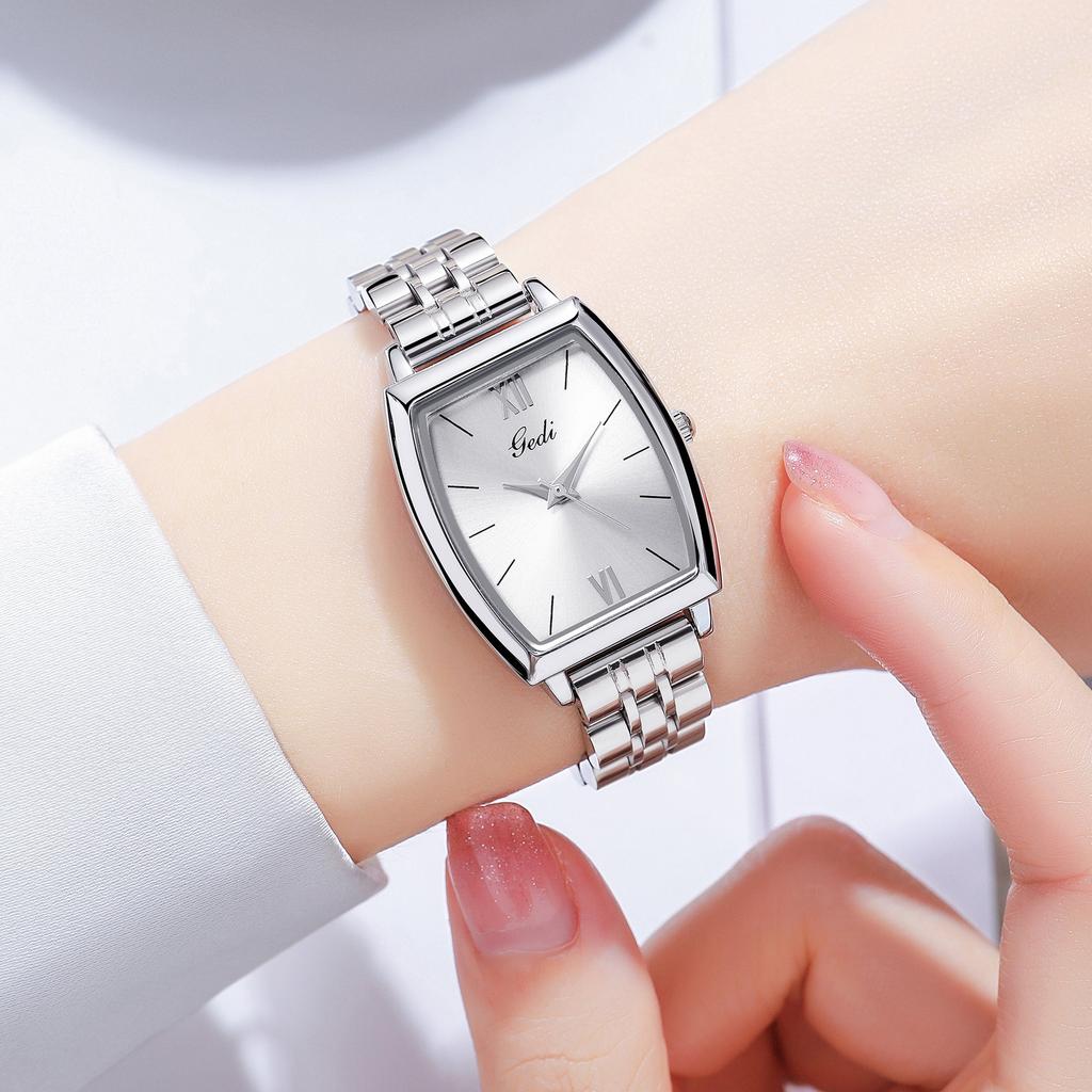 Simple Retro Wine Barrel-Shaped Women'S Watch Niche High-End Stainless Steel Watch Quartz Women'S Watch