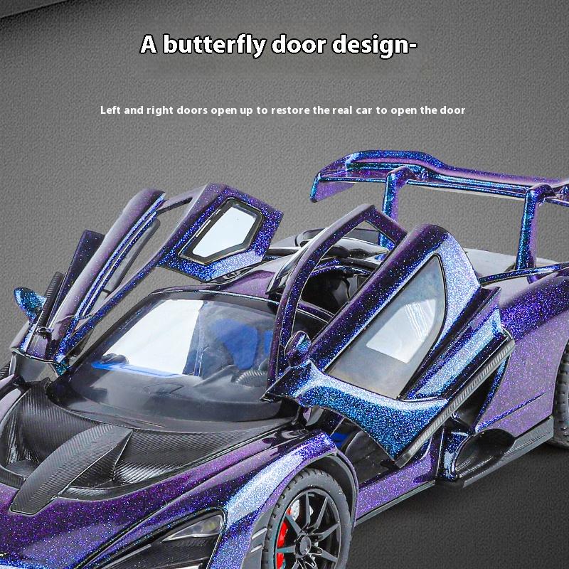 1/24 Scale Mclaren Senna Supercar Alloy Car Model, Simulated Sound and Light Racing, Children's Toy Car Ornaments for Boys Holiday Gifts