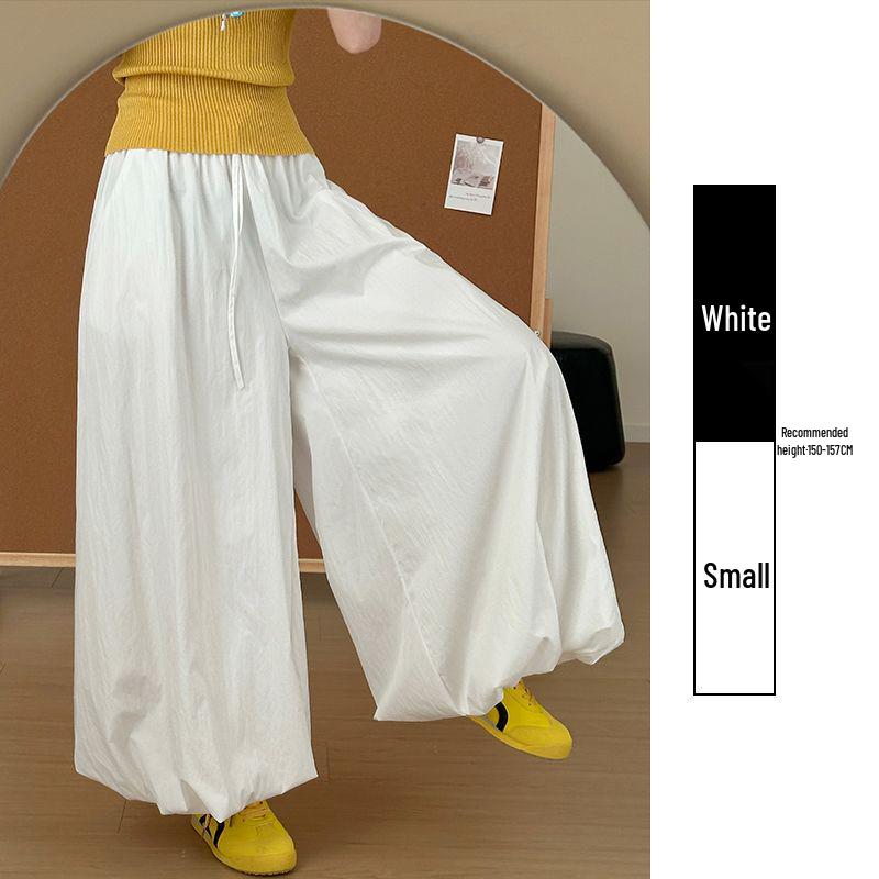 

Dopamine White Floral High-Waist Flared Pants for Women Plus Size Summer Slimming & Concealing Tummy A-line Style S 40-50kg