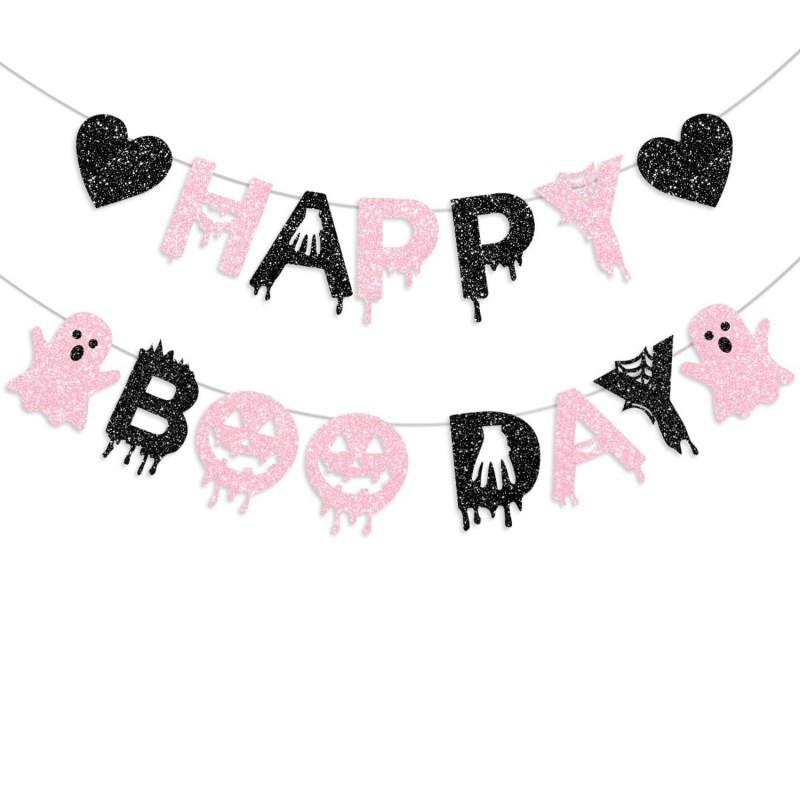 Halloween Party Decorations Ghost Pumpkin Banner Bunting Haunted House Theme Setup