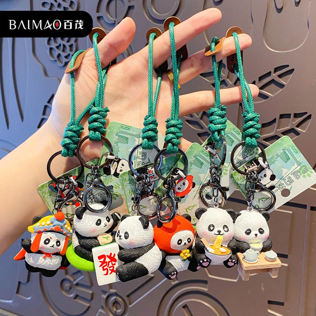 Originale Sichuan Wind Panda Serie Schlüsselanhänger weiblich niedliche Harzpuppe Schlüsselanhänger Schultaschenanhänger
