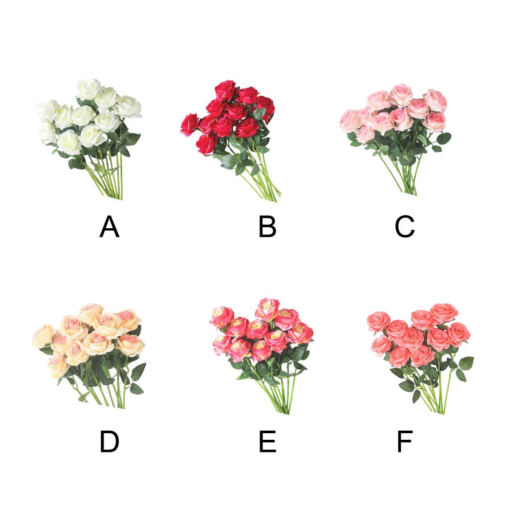 10piece Realistic Artificial Flowers For Home Decoration - Vivid Roses Complement Any Space Artificial Flowers In Vase