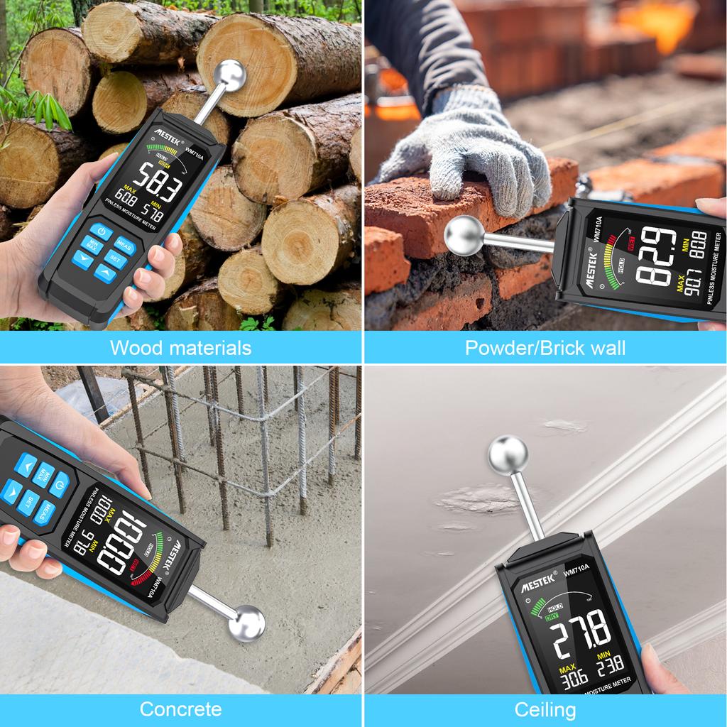 Digital Wood Moisture Meter LCD Screen Non-destructive Timber Damp Detector Hygrometer Humidity Tester for Wood Wall Paper Floor