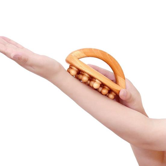 Wooden Massage Tools with Handle 14 Beads Wooden Massage Roller for Body Shaping Lymphatic Drainage Cellulite Massage Gua Sha Therapy Massager