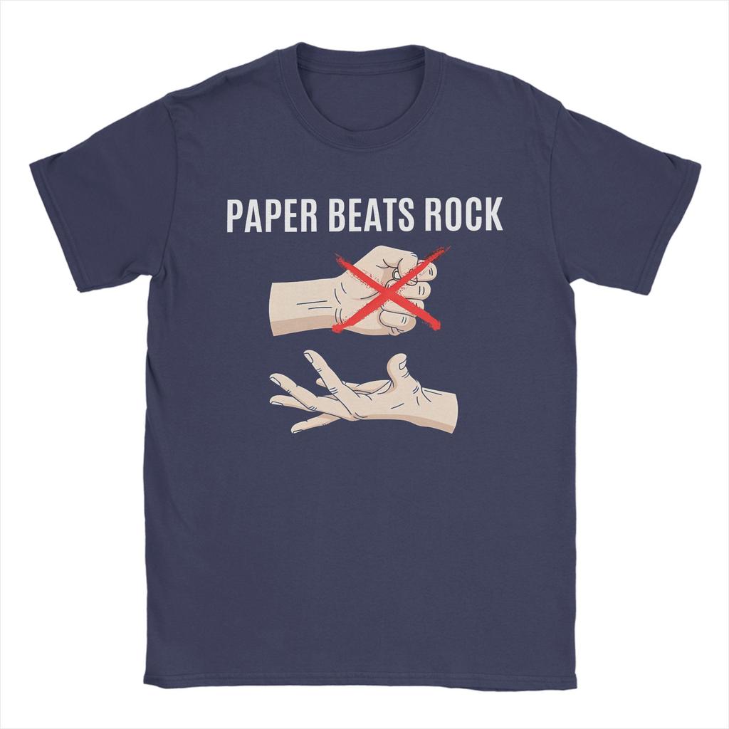 Paper Beats Rock T Shirt Beach Rock Paper Scissors Pure Cotton T Shirts For Male Hipster Tshirt ShortSleeve Vintage Clothes