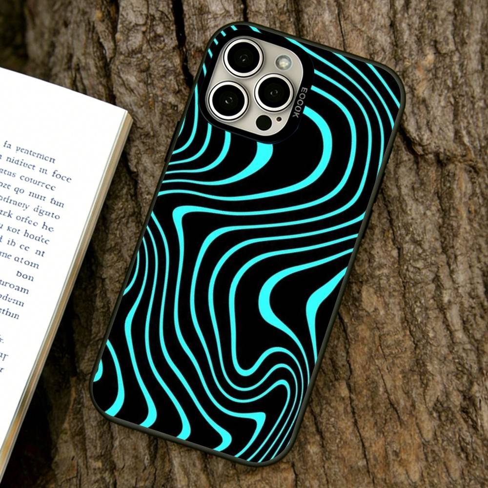 Linear form Phone Case For iPhone 17,16,15,14,13,12,11 Plus,Pro Max,XS,Colorful Silver Black Cover