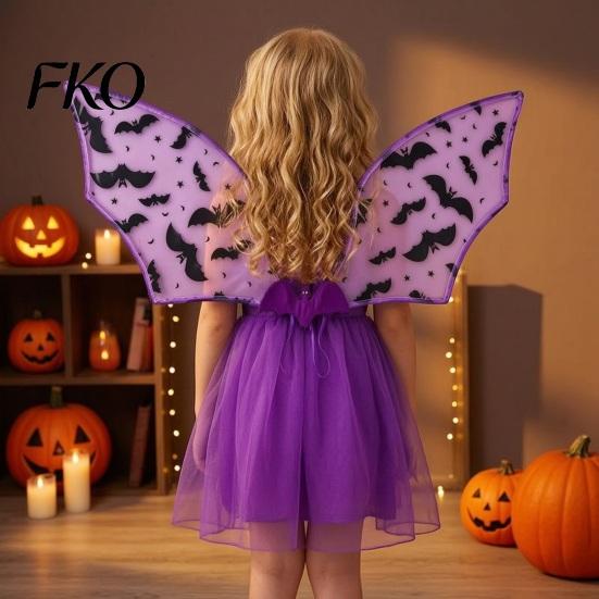 All-night Wearable Wings Bat Wing for Kids Girls, Halloween Fairy Versatile Accessory Costume Parties, Cosplay, Festivals, Stage Performance