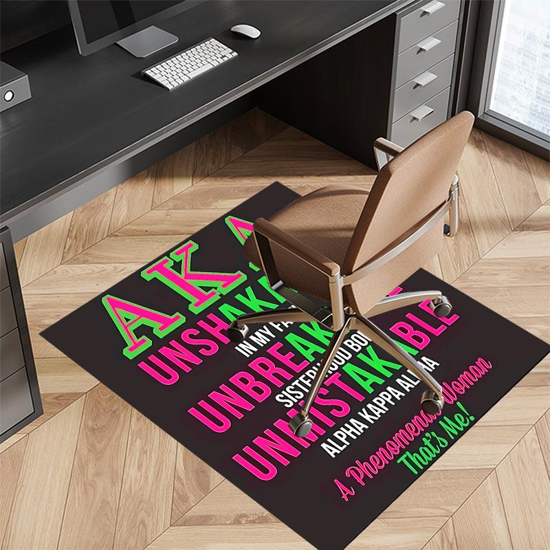 1pc AKA Logo Print Area Rug - Soft, Washable Non-Slip Indoor Mat for Office Chairs, Living Room, Home Office Decorative Rug