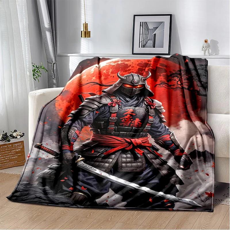 3D Japanischer Samurai Bushido Katana Cartoon Spiel Decke, Weiche Kuscheldecke für Zuhause Schlafzimmer Bett Sofa Reise Picknick Abdeckung Kinder