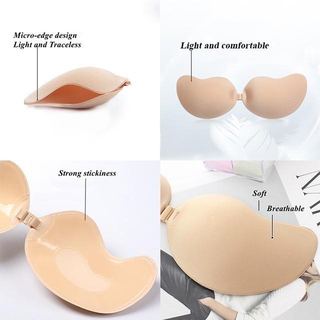 FINETOO Silikon-Nippelstifte, trägerlos, unsichtbar, zum Anheben, Push-Up-BH, atmungsaktiv, selbstklebend, wiederverwendbarer Brustpolster-BH