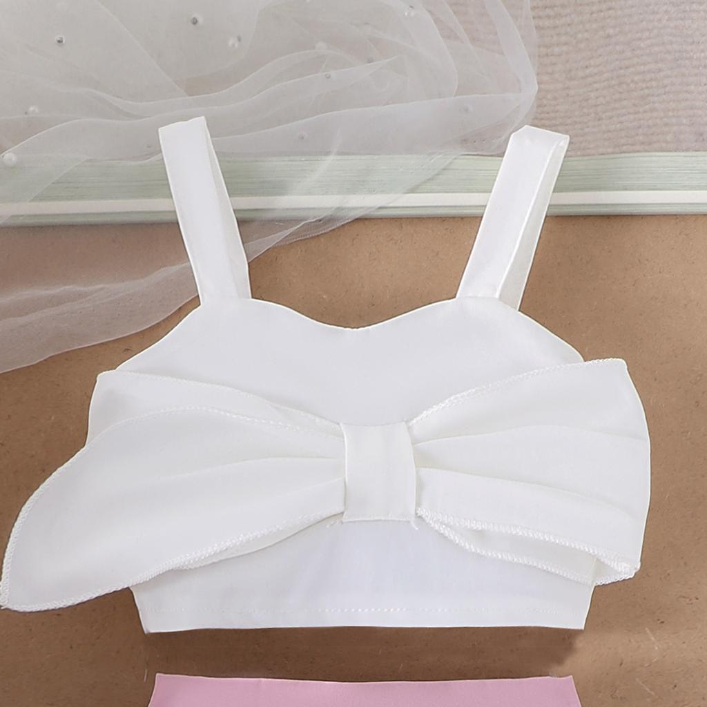 Girls Fashion Suit Summer Children's Multi-colored Suit Bow Halter with Trouser Skirt Suit