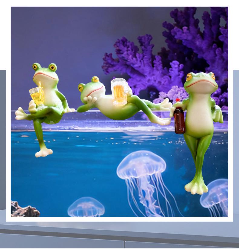 Frog Resin Flower Pot Ornament for Garden & Fish Tank Decor