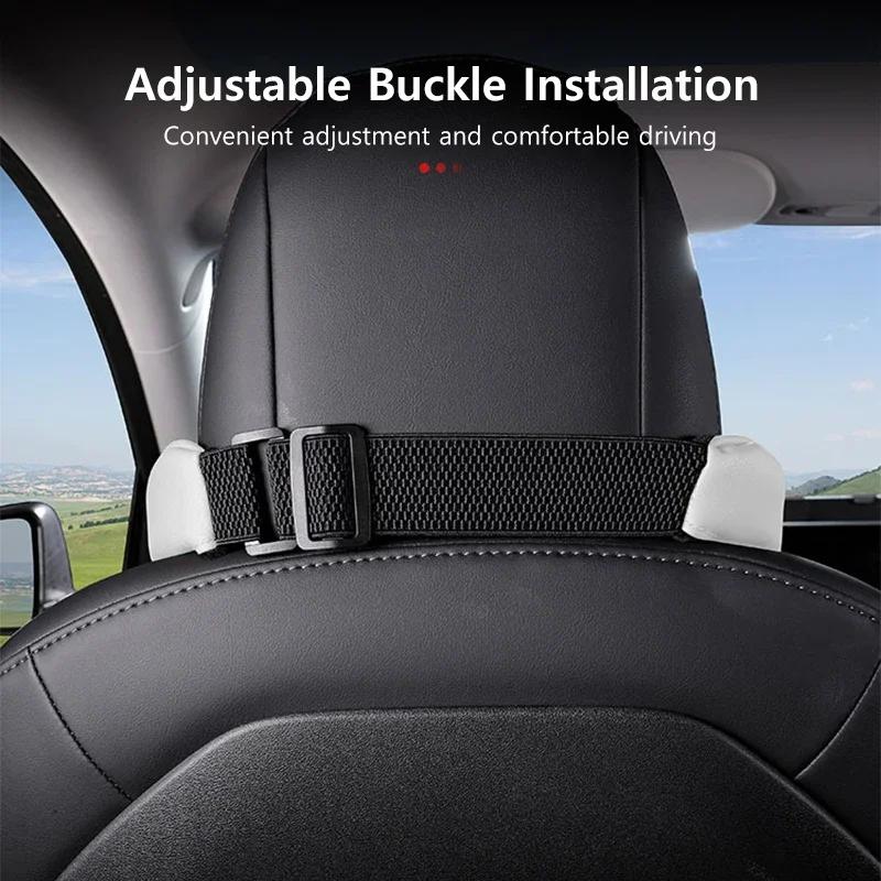 Car Neck Pillow Both Side Pu Leather Headrest Pillow Automobile Seat Neck Rest Seat Head Support Pillow Used For Tesla Model Y 3