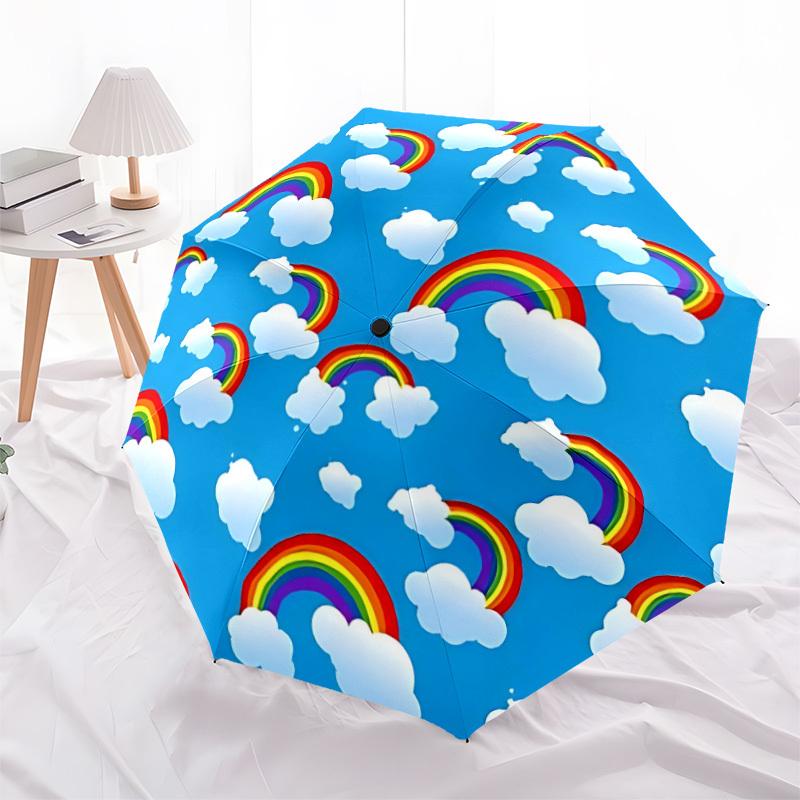 1pc Rainbow, Clouds Automatic Umbrella - Automatic Opening And Closing, Sturdy Iron Frame, Portable Folding Design Yy251018129