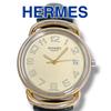 Used Hermes Pullman Combination Leather Belt Leather Quartz Men's Watch Brand HERMES Good Condition Working Gold Dial