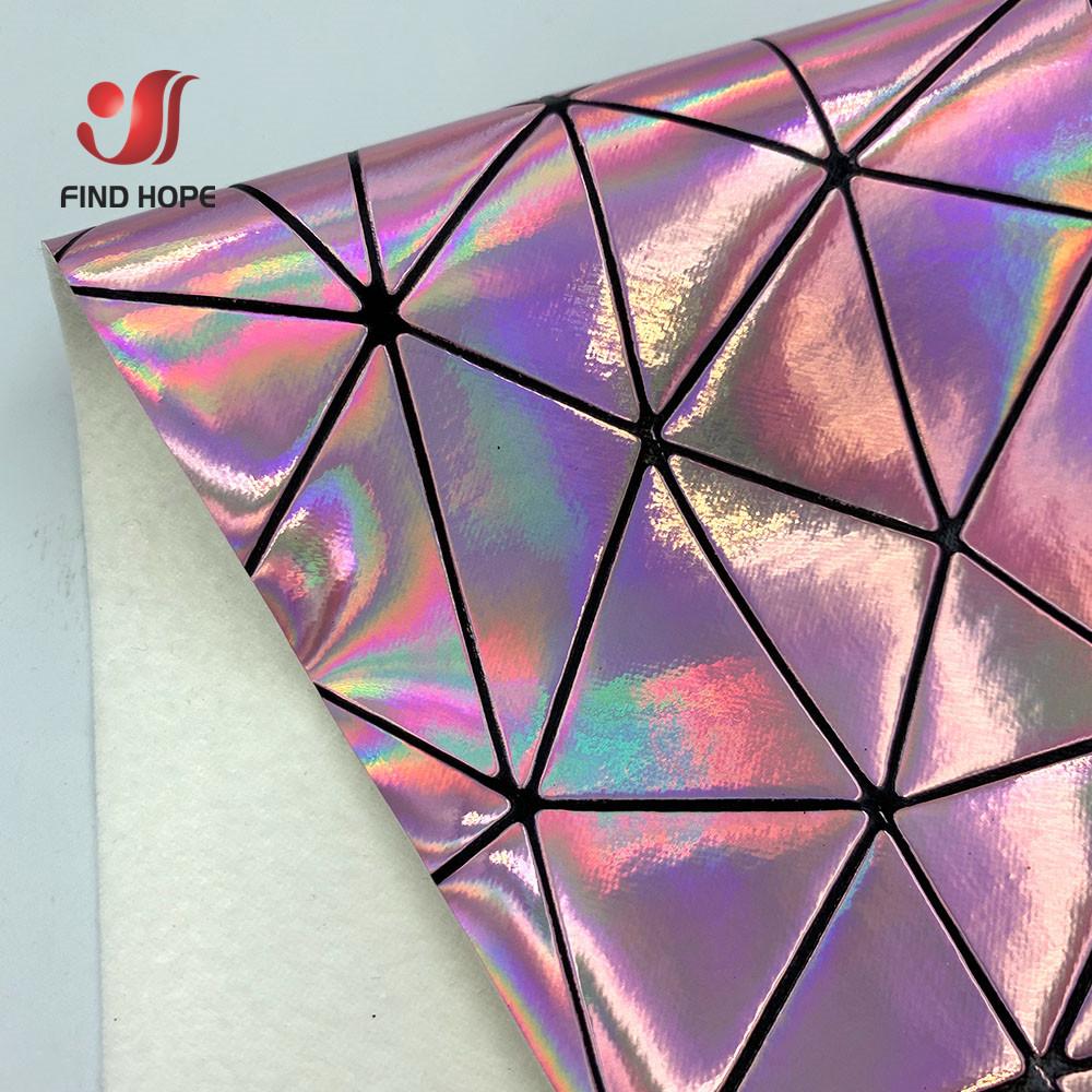 A5 A4 Laser Hologram PU Faux Leather Fabric Geometric Polygon texture for Bag Bow Craft DIY Jewelry Clothing Sewing Material