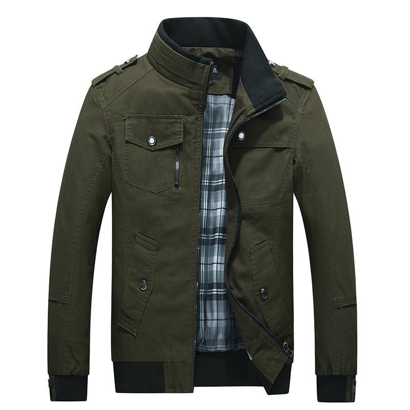 

Spring and Winter Men s Jacket Loose Stand Collar Men s Youth Shirt Military Overalls Coat XXXXL зелений